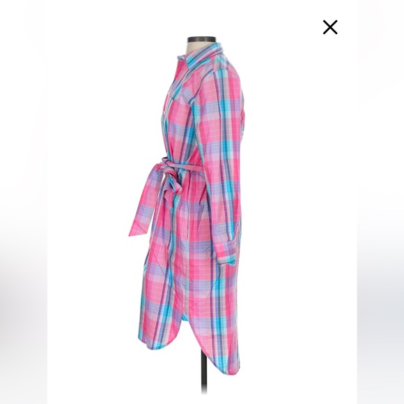 J Crew 8 Tall Plaid shirt dress with sash - Picture 3 of 4